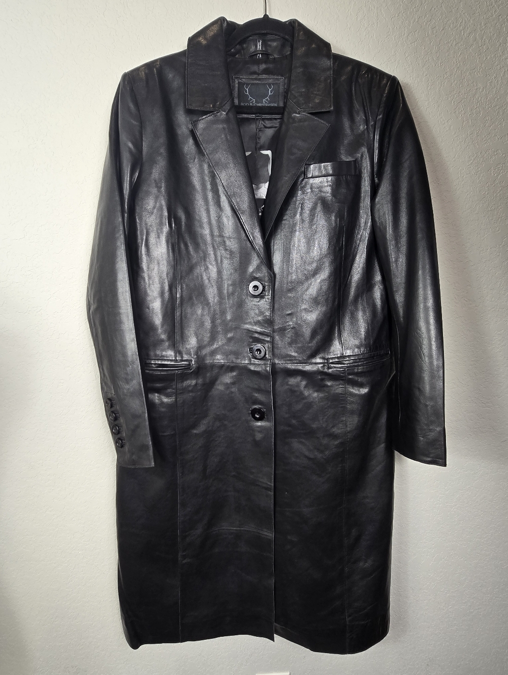 Bod & Christensen Angelica NWT Lamb Leather Coat L Longline Matrix 90s Luxe - Picture 12 of 12